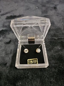 Orecchini Cubic Zirconia 1 Caret 1/4 di pollice Post - Foto 1 di 3