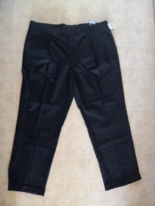 MENS CIRCOLA MODA CLASSICO PLEATED CUFFED BLACK PANTS SIZE 46X32 NEW - Picture 1 of 4