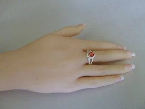 Sterling Silver ring (plated) Sizes 6, 7. Red, Green, Purple, Pink, Clear, Amber - Foto 1 di 6