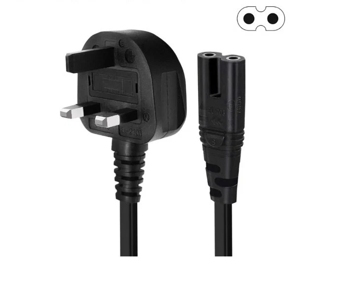  2 Pin Mains Power Lead Figure 8 Cable Compatible with Many Devices Wall Cord - Image 1 of 1