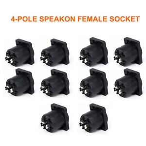 10Pcs Female Speakon Socket 4 Pin Plug Audio Amplifiers Speaker Mount Connector - Picture 1 of 8