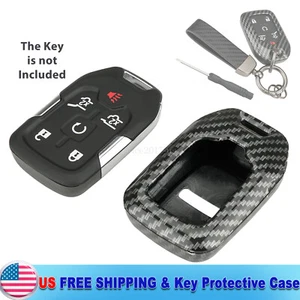 Carbon Fiber Key Fob Cover Case for 2019 2020 Chevrolet Silverado 1500 2500 3500 - Picture 1 of 13