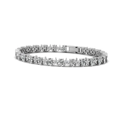 Tennis Bracelet Oval and Round 5.10TCW Diamond Wedding bracelet Sterling Silver - Image 1 of 4