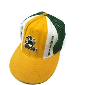 Vintage 80s Notre Dame AJD Lucky Stripes Snapback Baseball Cap Hat Made in USA - Picture 1 of 6