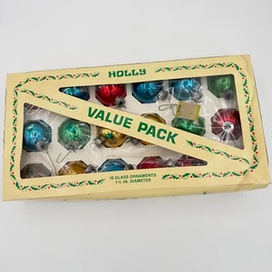 Vintage Holly Glass Ornaments Value Pack 17 Bulbs 1 3/4" Diameter Christmas Tree - Picture 1 of 18