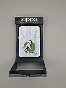 RARE ZIPPO LIGHTER TENNIS PLAYER 1988 New Boxed, With ZIPPO Flints And Wick - Picture 1 of 7