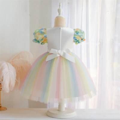 Moda Bebé Niños Niñas Fiesta de Cumpleaños Tul Tutú Vestido Princesa Dama de honor Vestido Foto 1 de 4