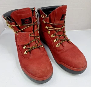TIMBERLAND Hombres Talla 9 Impermeables Senderismo Botas de Trabajo Punta Suave Rojo Gamuza Aislado - Imagen 1 de 21