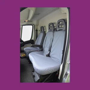 Peugeot Boxer 2006-2022 Tailored Waterproof Grey Front Single Double Seat Covers - Picture 1 of 4