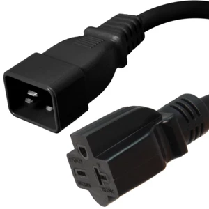 IEC C20 to 6-15/20R Power Cord - 1 ft, 15A/250V 14 AWG - Iron Box # IBX-7779-01 - Picture 1 of 1