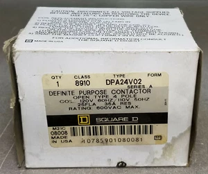 Contactor Square D DPA24V02 25A, 4 polos, 20 HP a 575 VCA, 3 fases, 120 VCA USA - Imagen 1 de 12