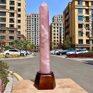 Pink Quartz Point w/ Wood Stand - Single Terminated - Healing Crystal - 24LB - Picture 1 of 13