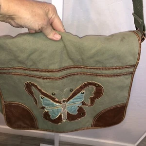Vintage Union Bay Canvas/leather Butterfly Bag/Purse - Picture 1 of 6