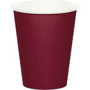 Burgundy 9oz Paper Hot/Cold Cups 24 Per Pack Tableware Party Decorations - Picture 1 of 1