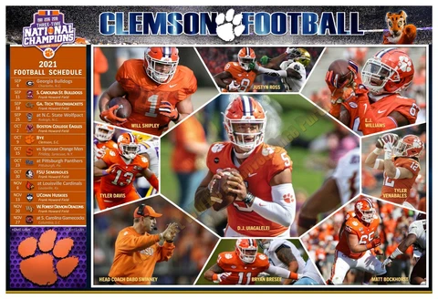 2021 CLEMSON TIGERS 19”x13” PICTORIAL FOOTBALL SCHEDULE POSTER Cover