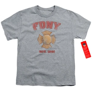 FDNY Kids T-Shirt New York City Fire Dept Vintage Heather Tee - Picture 1 of 2