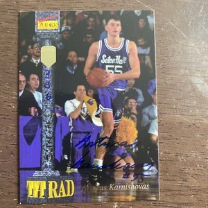 1994 Signature Rookies Tetrad #LIX Arturas Karnishovas Autograph #'d Seton Hall
