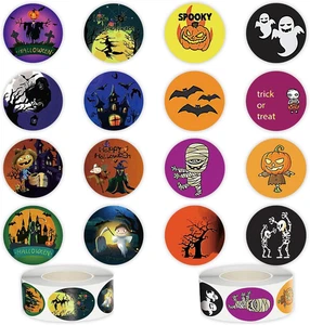 1000 Stück Halloween Aufkleber für Kinder, 2 Rollen Halloween Kürbis Sticker Großpackung, S - Bild 1 von 6