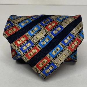 STEFANO RICCI MENS SILK TIE Gold Blue Red Black STRIPED 62” XL TALL LONG. A40 - Picture 1 of 13