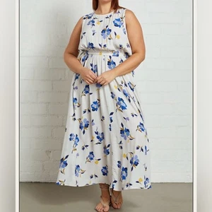 Rachel Pally White Label Crepe Mirabelle Dress 2X Pansy Floral Sleeveless Maxi - Picture 1 of 13