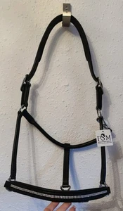 STRASS / LEDER-Halfter, Farbe schwarz hochwertiges Leder Strass silber, Gr WB - Bild 1 von 5