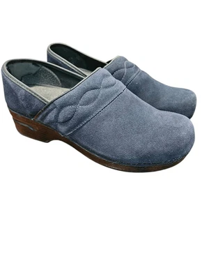 Zuecos Lands End de cuero azul para mujer talla 10 Foto 1 de 4