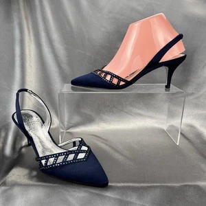 Adrianna Papell Haven Pumps Women’s 7 Slingback Navy Blue Embellished Wedding - Picture 1 of 16