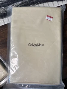 CALVIN KLEIN PEARL EDGE SANDSTONE SATEEN KING FLAT SHEET NEW 100% Egyptian cott - Picture 1 of 5