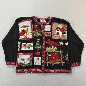 Vintage Weihnachten Strickjacke Gr. XL Ferienhaus Kern Oma Pullover - Bild 1 von 16