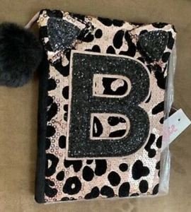 JUSTICE JOURNAL ROSE GOLD CHEETAH INITIAL “B” SHIMMERING CAT CUTE!! - Picture 1 of 2