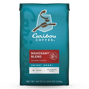Caribou Ground Coffee, Mahogany, Dark Roast, 100% Arabica Coffee Bean, 3 x 40 oz - Picture 1 of 5