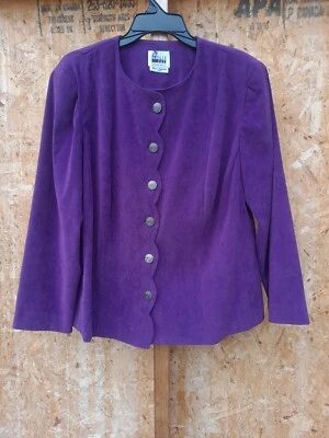 Chaqueta corta sin cuello de gamuza sintética vintage Leslie Fay para mujer 14wp Foto 1 de 4