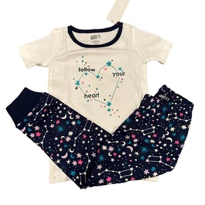 Crazy 8 Toddler Girl Pajama Set Short Sleeve Pant 2 Pc Stars - Picture 1 of 6