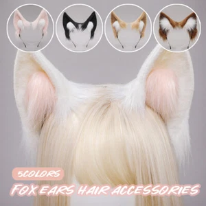 Faux Fur Fox Ears Headband Cute Girls Cat Furry Anmimal Hairband Cosplay Costume - Picture 1 of 17