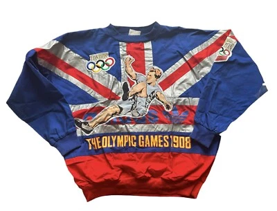 Vtg 80s ADIDAS 1908 London Olympics Games Light Pullover Medium - Image 1 of 4