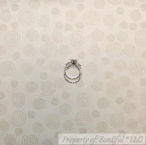 BonEful Fabric FQ Cotton Quilt White Gold Metallic Small Little Swirl Scroll Dot - Picture 1 of 12