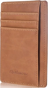Slim Minimalist Wallet for Men RFID Blocking Front Pocket Card Holder Brown - Picture 1 of 7