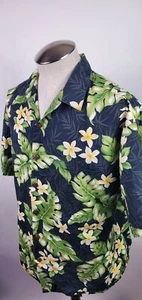 Camisa hawaiana para hombre Hilo Hattie XL negra floral vacaciones con botones camisa de campamento - Imagen 1 de 9