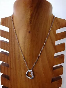HEAVY 18CT 18K BEAUTIFUL DIAMOND HEART PENDANT ON STRONG 9CT 16' BELCHER CHAIN - Picture 1 of 5