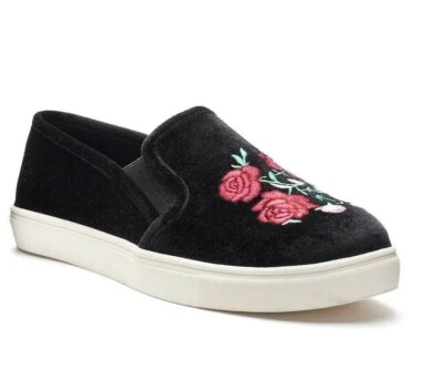 Tênis SO Juniors Shoes Slip On Preto Floral tamanho 6.5, 7 NOVO - Imagem 1 de 4