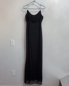 VTG Cache Maxi Dress 12 Black Cowl Neck Beaded Straps Sheer Overlay Y2K 90s - Picture 1 of 16
