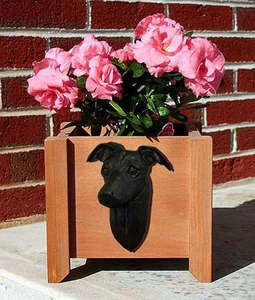 Italian Greyhound Planter Flower Pot Black - Picture 1 of 1