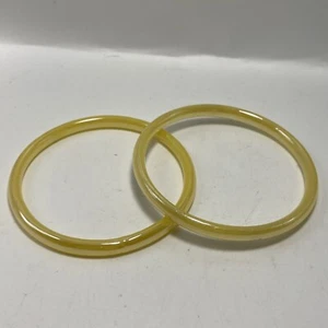 Vintage gelb Glas Armreif Armbänder 2er Set B12A - Bild 1 von 3
