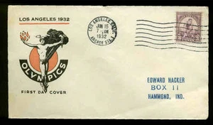 #718 3c OLYMPICS FDC LOS ANGELES, CA PLANTY P6 UNKNOWN CACHET - Picture 1 of 1
