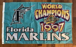 Florida Marlins 1997 World Series Champions Flag Full Sz 58”x33.5” Flag Express - Picture 1 of 10