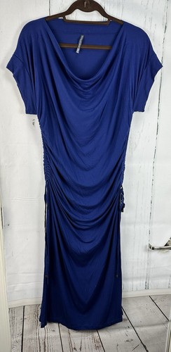 UNDERCOVER Abito Victoria's Secret S blu navy increspato lati manica corta scollo drappeggio