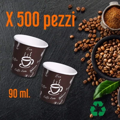 500 PZ Bicchieri Bicchierini Caffè CARTA 90 ML Chicco Caffè ASPORTO Bar MONOUSO - Immagine 1 di 2