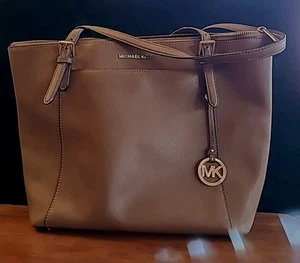 Michael Kors Brown Jet Set East West Textured Leather Tote Bag Purse - Bild 1 von 17