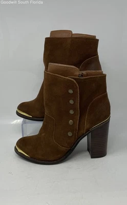 ZiGi Niña Mujer Absoluto Marrón Gamuza Lateral Tacón Bloque a Presión Botines Talla 7.5 Foto 1 de 4