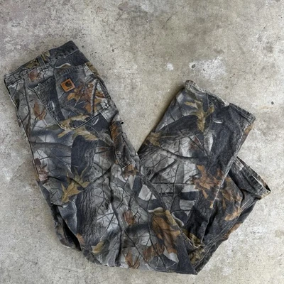 Vintage Carhartt Realtree Camo Carpenter Pants B158 42x34 Made in USA Dungarees - Image 1 of 4